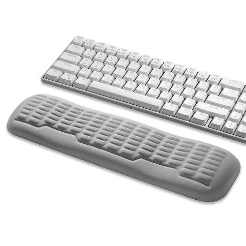 UnivoColors Memory Foam Keyboard Wrist Rest,Latest 3.0 Wave Curve Design,High-Resilience Memory Foam Non-Slip Base,Fits Compact Keyboards,Ideal for Work and Gaming(Grey) - color: Grey, style: Compact Keyboard Wrist Rest