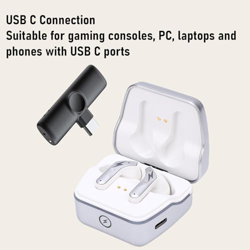 Wireless Gaming Earbuds, 2.4GHz Bluetooth 5.3 Earbuds, Low Latency with ENC Mic, Ideal for VR 2, Steam, ROG All, Claw, Legion Go, PC, Tablet, Laptop & Phone (White) - color: White