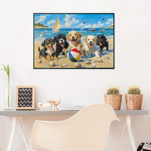 Funny Dog Puzzles for Adults 1000 Pieces - color: Dog Beach Puzzle, size: 1000PCS
