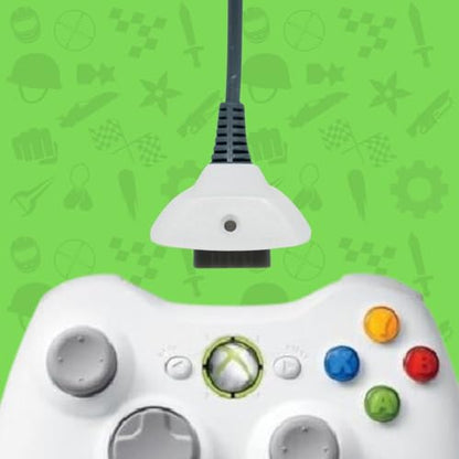 Old Skool Wireless Controller Charging Cable Compatible with Microsoft Xbox 360 White