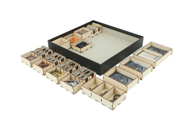 The Broken Token Game Organizer Compatible with Brass: Birmingham - Wooden Game Organizing Box with Multiple Trays