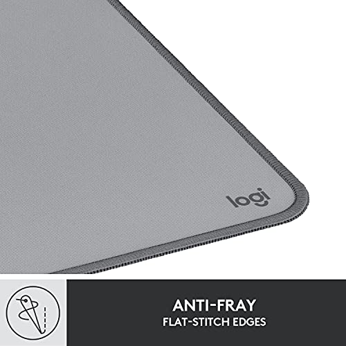 Logitech Desk Mat Studio Series Large Pad 30L x 70W cm - Mid Grey | Multifunctional large pad, extended mouse surface, office desk protector, anti-slip base, spill-resistant - color: Mid-grey