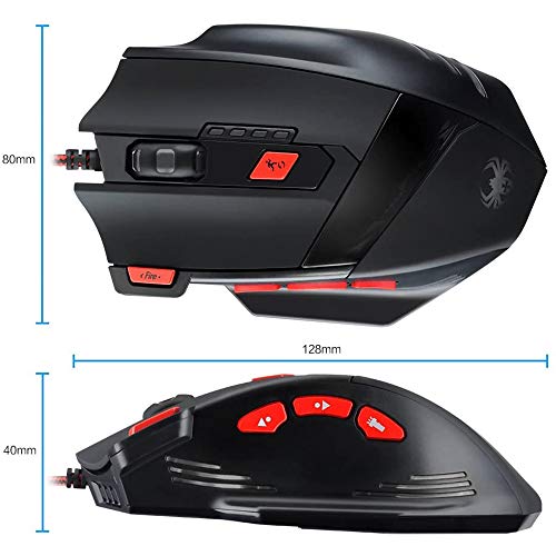 Zelotes Wired Gaming Mouse, 9200DPI, 8 Programmable Buttons, USB Optical Ergonomic Mouse, Corded Computer Mouse, Mouse Gaming for PC, Mac, Black