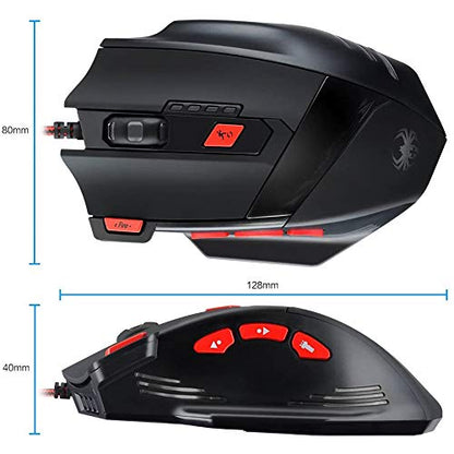 Zelotes Wired Gaming Mouse, 9200DPI, 8 Programmable Buttons, USB Optical Ergonomic Mouse, Corded Computer Mouse, Mouse Gaming for PC, Mac, Black