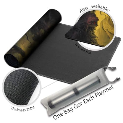 MTG Playmats(Stitched) 14x24in Compatible for OCG CCG RPG TCG Playmats with Card Zones Storage Bag (Devourer Night-No Zone) - color: Devourer Night-no Zone
