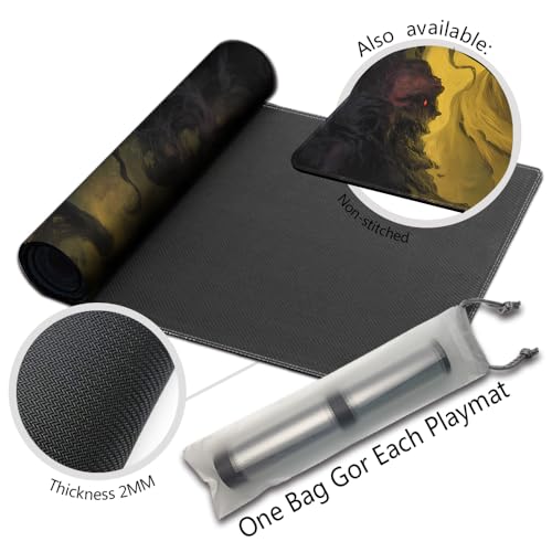 MTG Playmats(Stitched) 14x24in Compatible for OCG CCG RPG TCG Playmats with Card Zones Storage Bag (Devourer Night-with Zone) - color: Devourer Night-with Zone