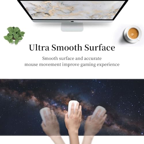 Galaxy Large Gaming Mouse Pad 31.5x11.8 XL Extended Desktop Mat with Stitched Edges, Non-Slip Rubber Base & Smooth Cloth Surface for Office, Work & Gaming - color: 21