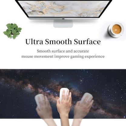 Galaxy Large Gaming Mouse Pad 31.5x11.8 XL Extended Desktop Mat with Stitched Edges, Non-Slip Rubber Base & Smooth Cloth Surface for Office, Work & Gaming - color: 21