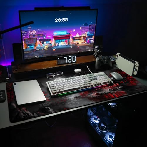 Extended Gaming Mouse Pad, Large Mouse Mat 3 mm Nature Rubber Base Mousepad with Stitched Edges, Non-Slip Desk Mat for Office Home Great Gift 31.5x11.8 Inch (Dark Canyon 5) - color: Dark Canyon 5
