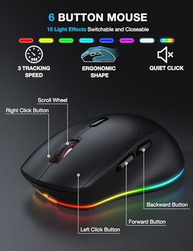 Wireless Keyboard and Mouse Combo, 9 Backlit Effects, Large Print | Phone Holder, 2.4G Lag-Free Ergonomic Keyboards, KM22 MAX Rechargeable Easy to See Set for Computer, Laptop, PC - color: Textured Black