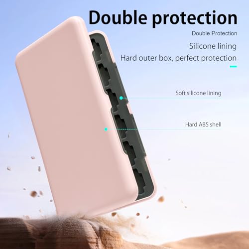 ONETIAOLONG Switch Game Case Holder for Switch 2 & OLED & Lite with 24 Cartridge Slots and 48 Micro SD Card Storage with Magnetic Closure,Protective Hard Shell and Soft Lining for Easy carrying - color: Pink, style: 24-slots