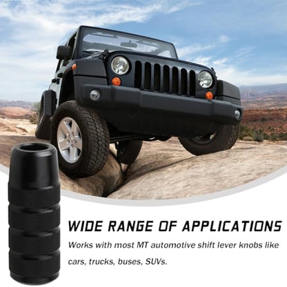 Osilly 3.74 Inch Aluminum Shift Knob with 3 Threaded Adapters, Black | aluminum alloy construction, ergonomic extended grip, supplied adapters, for manual and select automatic cars, interior parts - color: Black