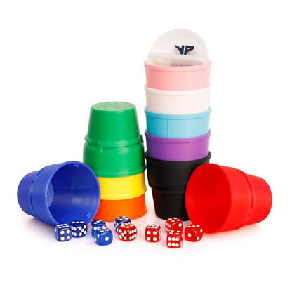 Dice Up! 10 Player Game Set, Liar’s Dice, Poker, Mexico, Colorful, Durable, Sustainable PLA, Party Game, Gift Idea, Interlocking Travel Game, 50 x 16mm Die - color: Multi