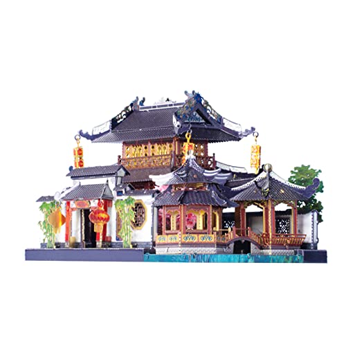 MU 3D Metal Puzzle for Adult Chinese Landscape Architecture Suzhou Style Gardens, DIY Miniature Model Kits for Beginner Building Birthday Gift, 110pcs - color: Suzhou Style