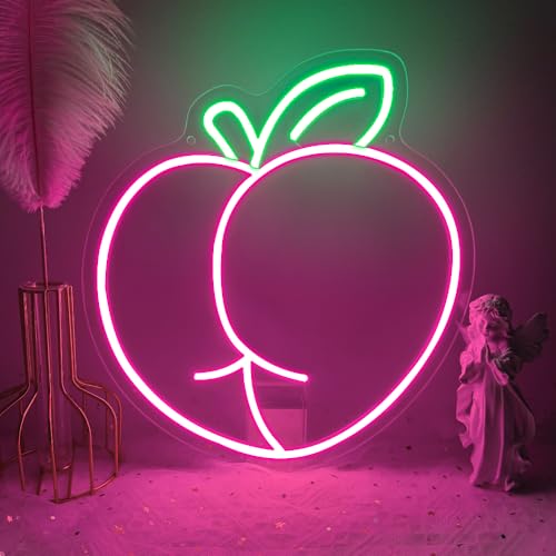 Peach LED Neon Light Sign, Pink Peach for Wall Decor Room Party Decorations Bar Pub Club Girls Bedroom Birthday Party Bathroom Decor Gifts USB Powered(12.6"*11.8") - style: Peach