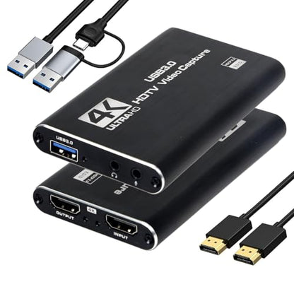 4K HDMI Capture Card for Streaming & Gaming, USB 3.0 Audio Video Capture Device 1080P 60FPS, Low Latency, HDMI Loop Out, Capture Card for PS5, Xbox, Nintendo Switch, PC, Mac, OBS - MSP231 - color: Black-4k YUY2