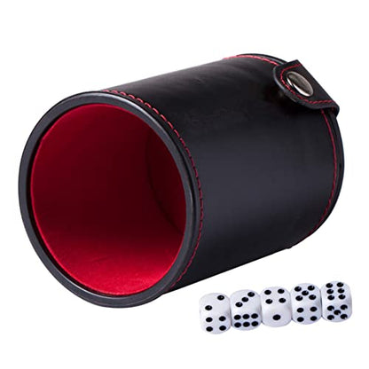 1Set Leather Dice Cup Professional Dice Container with Double Layer Lids Storage Compartment Includes Shaking Cup Dice for Family Games
