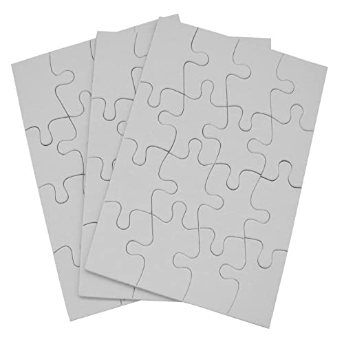 INOVART Puzzle-It 16-Piece Blank Puzzle, 24 Puzzles Per Package, 4" x 5-1/2", White - size: 16 Pieces (4 x 5.5 in), style: 24 Puzzles Per Package