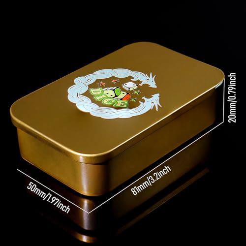16mm Golden Metal Dice Set - 5-Piece Solid Iron Dice with Case, 6-Sided Metal Dice for Board Games, Poker Parties & Tabletop RPG - color: Gold