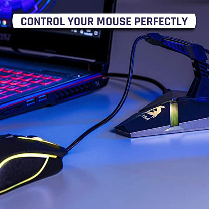 Klim Bungee Holder for Gaming Mouse - New Version - 3 x USB Hub 2.0 - Multi Functional Computer Accessory - Backlit and Stable - Wired Mouse Cable Holder - 5-Year Warranty