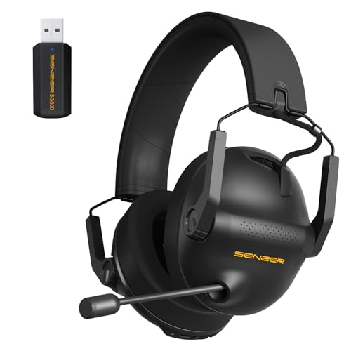 SENZER Wireless Gaming Headset with Microphone - 7.1 Surround Sound, Noise Canceling Mic, 2.4GHz Wireless & Bluetooth 5.3 - Foldable Gaming Headphones for PC PS5 PS4 (Not Xbox Compatible)