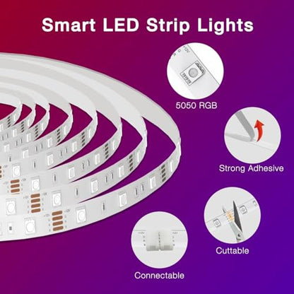 DAYBETTER Smart WiFi Led Lights, 50 FT RGB Led Strip Lights Compatible with Alexa and Google Assistant, App Voice Remote Control LED Strip Lighting for Bedroom Room Decor - size: 50FT