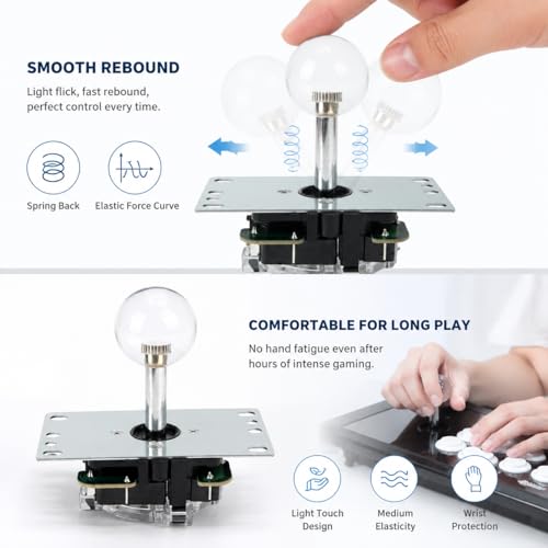 Arcade Joystick Gamepad DIY Joystick Arcade Game Fighting Stick Replacement Parts Pin Circuit Board with Ball Head - color: white