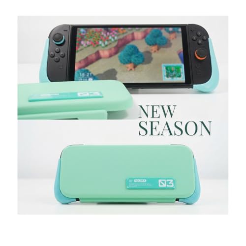Plenbo FoldeX Switch 2 Grip Case with Detachable Flip Cover- Turquoise/Mint | Dockable Ergonomic Handheld Protective Hard Shell for Nintendo Switch 2, 3-Mode Compatible Joy-Con 2 Controller Grip - color: Turquoise & Mint