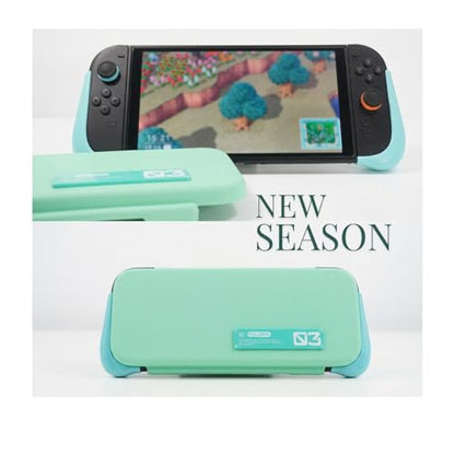 Plenbo FoldeX Switch 2 Grip Case with Detachable Flip Cover- Turquoise/Mint | Dockable Ergonomic Handheld Protective Hard Shell for Nintendo Switch 2, 3-Mode Compatible Joy-Con 2 Controller Grip - color: Turquoise & Mint