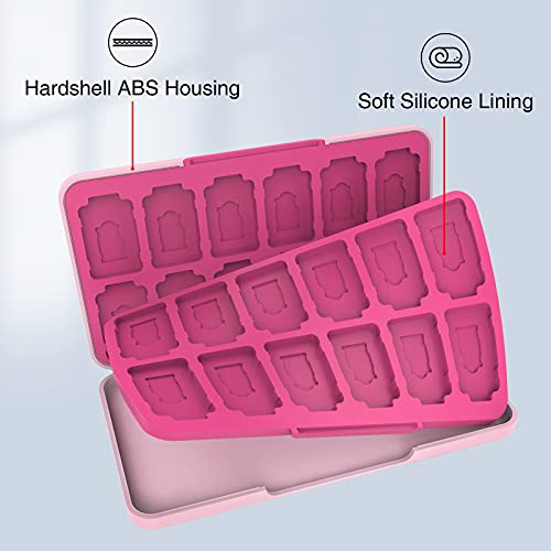 HEIYING Switch Game Case with 48 Precise Slots for Nintendo Switch 2 / OLED | Portable Game Card Holder, Hard ABS Shell with Soft Silicone Lining, Precise Card Slots,Magnetic Closure for Easy Access - color: Pink Cat Paws