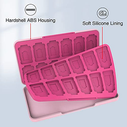 HEIYING Switch Game Case with 48 Precise Slots for Nintendo Switch 2 / OLED | Portable Game Card Holder, Hard ABS Shell with Soft Silicone Lining, Precise Card Slots,Magnetic Closure for Easy Access - color: Pink Cat Paws