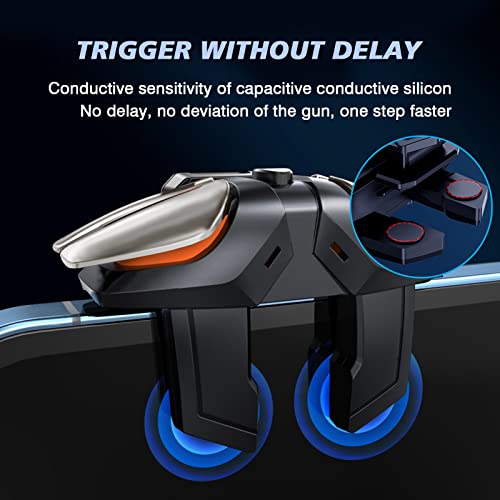 Newseego for Mobile Game Controller, Sensitive Mobile Gaming Trigger Shooter with Six-Finger Linkage for iPhone & Android, Controller Joysticks Aim Trigger Keys for Survival Rules - color: Black -A13