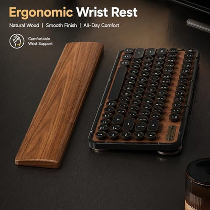 Walnut Wood Keyboard Wrist Rest for Mechanical Keyboard, 104 Keys 17.3 Inch Wooden Wrist Rest with 6° Ergonomic Slope, 20mm Thick Palm Rest, Non-Slip Base for Office and Gaming Setup (13"-75 Keys) - size: 13"-75 Keys