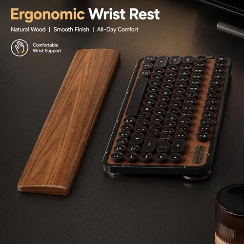 Walnut Wood Keyboard Wrist Rest for Mechanical Keyboard, 104 Keys 17.3 Inch Wooden Wrist Rest with 6° Ergonomic Slope, 20mm Thick Palm Rest, Non-Slip Base for Office and Gaming Setup (17.3"-104 Keys) - size: 17.3"-104 Keys