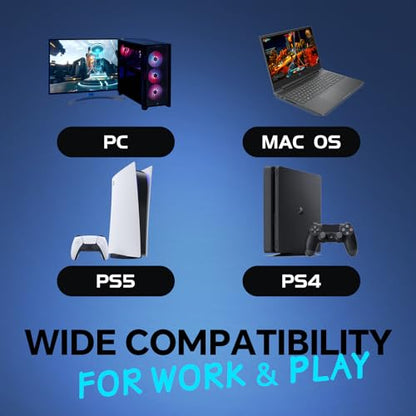 CHONCHOW USB Wireless Gaming Keyboard and Mouse Combo, LED Backlit Ergonomic Mechanical Feeling Keyboard, Rechargeable 2500mAh Battery, Anti-ghosting Keyboards 7D 3600DPI Mice for PC Gamer