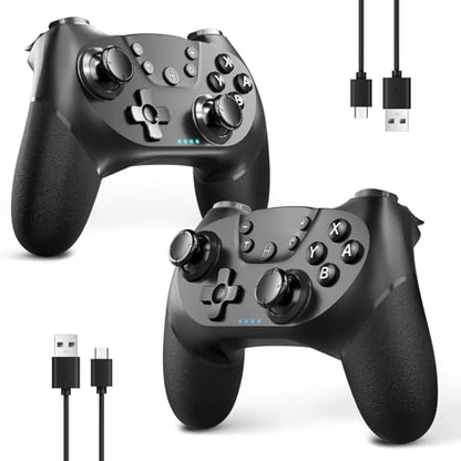 AceGamer 2 pack Wireless Controller for Nintendo Switch/Lite/OLED/Switch 2, Dual Vibration/Turbo/Ergonomic ! (Black*2) - color: Black*2