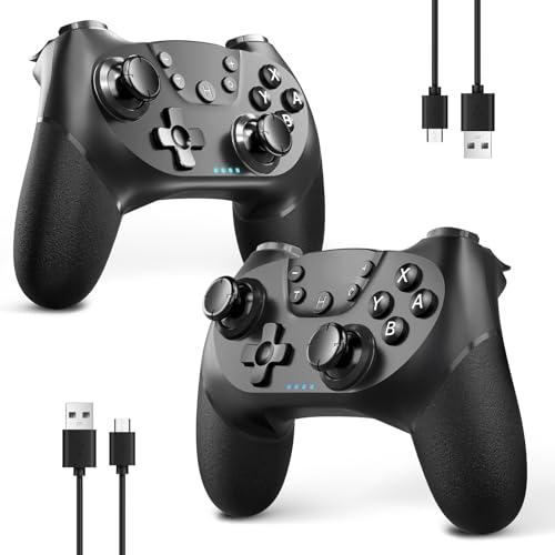 AceGamer 2 pack Wireless Controller for Nintendo Switch/Lite/OLED/Switch 2, Dual Vibration/Turbo/Ergonomic ! (Black*2) - color: Black*2