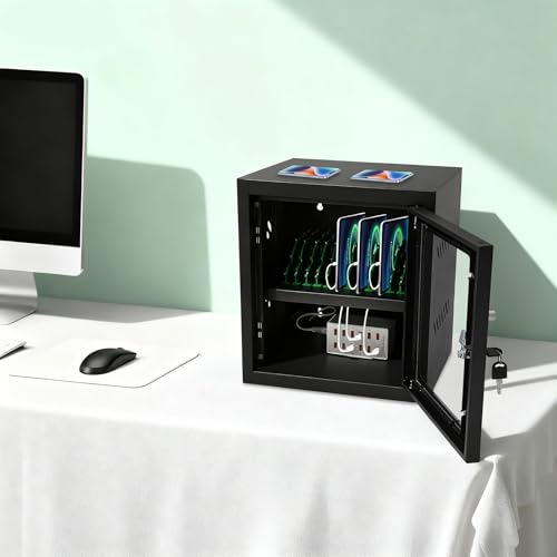 Rechargeable Mobile Phone Charging Cabinet,12 Slots Cell Phones Charging Station Portable Cellphone Charging Cart with Combination Lock, for Students and Employees, Tourists (12Slots) - size: 12Slots