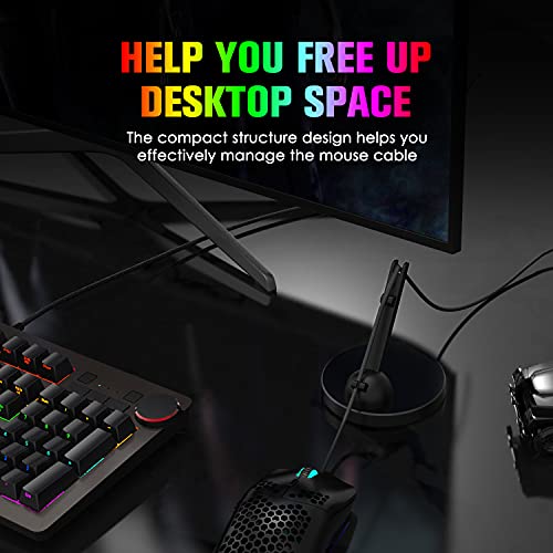Ajazz Games Mouse Bungee Mouse Cord Clip Cord Management System Flexible 360 Degree Rotatable for Esports FPS Games(Black)