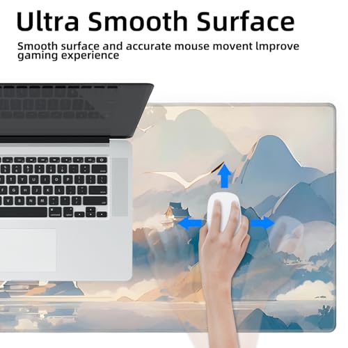 Galdas Gaming Mouse Pad XXL XL Large Long Extended Big Mousepad Non-Slip Rubber Keyboard Mouse Pad with Stitched Edges for Laptop Home Office (31.5x11.8x0.08 Inch) -Cloud Scenery - color: Cloud Scenery