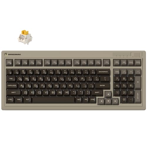 FL·ESPORTS OG98 Retro Tri-Mode Mechanical Keyboard, 96% Gasket Mount Hot Swappable Gaming Keyboard, SA Profile PBT Keycaps, 4000mAh for Mac/PC - Pre-lubed Creamy Linear Switches | Brown - color: 98 Keys-Brown, size: Creamy Linear Switch
