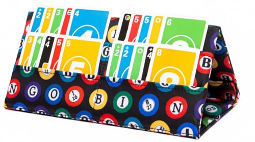 Bingo Card Holder for Bingo Pull Tabs Gambling Tickets Bingo Ball | Playing Card Holder bingo accessories Card Game Holders for Canasta Poker Bridge Casino Portacartas para - color: Classic Black