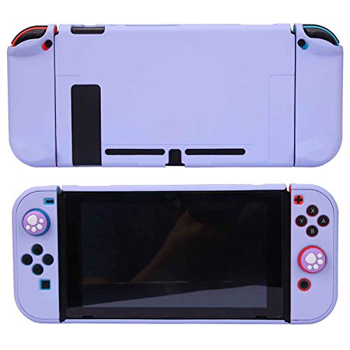 COMCOOL Dockable Case for Nintendo Switch 3 in 1 Protective Cover Case for Nintendo Switch and Joy-Con Controller with Screen Protector and Thumb grips - Purple - color: Purple