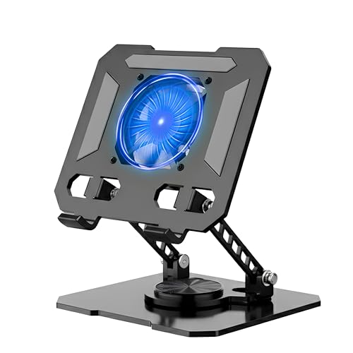 Black Cooling Stand for iPad & Small Laptops up to 13" – Turbo Fan, Adjustable Height & 360° Rotation | NOT for 15.6"–17" or Gaming Laptops | MacBook Air, Surface Pro, iPad Pro