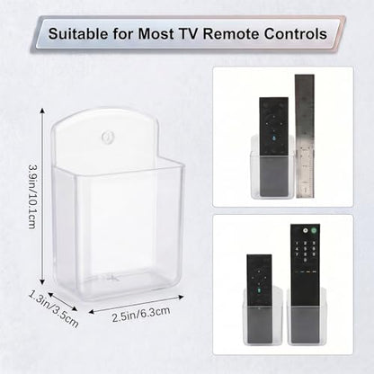 2 PCS Remote Control Holder Wall Mount, TV Remote Control Holder, Self Adhesive Pen Holder Organizers and Accessories for Home Office School (4, Clear-4Pcs) - color: Set of 4-Clear