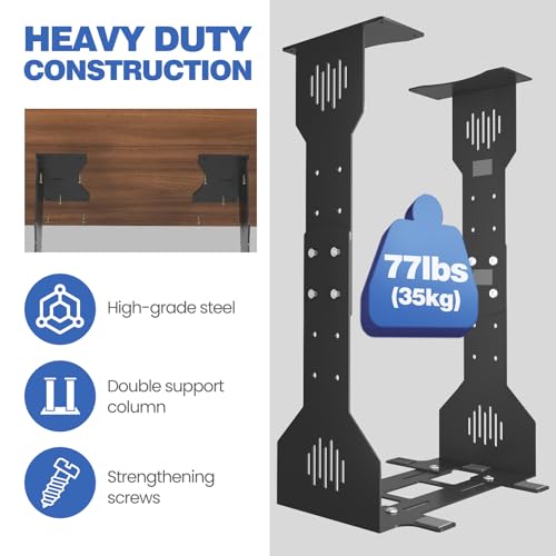 Adjustable Under Desk PC Mount, Heavy Duty PC Holder Under Desk- Up to 77 lbs Load Capacity, CPU Holder Stand Computer Mount for Standing Desks Home Office Laboratory