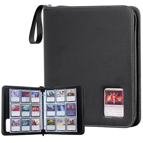 ProCase 900-Pocket Card Binder with Clear Window -Black | 9 Double-sided Pockets, Trading Cards Colletction Album Holder, Removable Sleeves, Holds MTG, TCG, Sports & Football Cards - color: Black