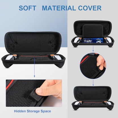 14 in 1 Carrying Case for PS5 Portal, Travel kits Accessoris Set Compatible with Playstation Portal(Crossbody bag), Soft Silicone Protective Cover, 2X 9H Shatterproof Tempered Glass Screen Protector, 4 Silicone Caps, Ps Portal Accessories