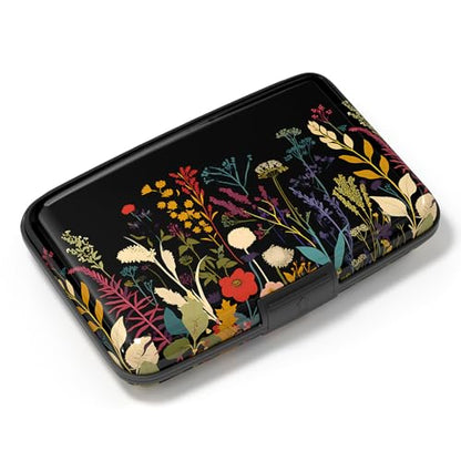 Card Holder Credit Cards Holder for Women RFID wallet women Business Card Holder Wallet Mini Aluminum Card Wallet RFID Blocking Slim Metal Hard Card for Women, Beautiful Flowers and Plants - color: Beautiful Flowers and Plants