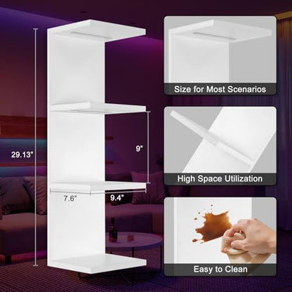4 Tier RGB Wall Shelf, White | Gaming Shelf with Remote Control,Lack Shelves with Light for Bedroom, Easy to Install Cosmetic& Display Modern Shelf - color: 4r-white